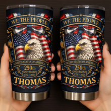 Load image into Gallery viewer, Personalized 20oz Stainless Steel Tumbler American Flag Gift for Dad