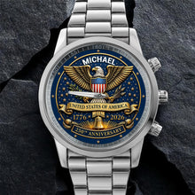 Load image into Gallery viewer, Personalized Custom Black Men's Watch Gift for Dad Anniversary
