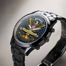 Load image into Gallery viewer, Personalized Custom Black Men's Watch Gift for Dad Anniversary
