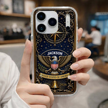 Load image into Gallery viewer, Personalized Clear Phone Case US Eagle Design Custom Name Gift for Dad