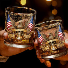Load image into Gallery viewer, Personalized Custom Whiskey Glass Gift for Dad - 4th of July Eagle & Liberty Bell