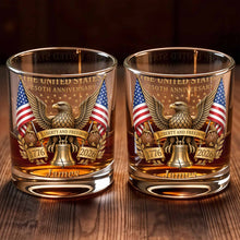 Load image into Gallery viewer, Personalized Custom Whiskey Glass Gift for Dad - 4th of July Eagle & Liberty Bell