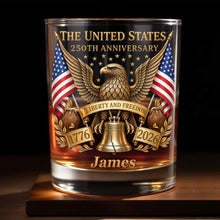 Load image into Gallery viewer, Personalized Custom Whiskey Glass Gift for Dad - 4th of July Eagle & Liberty Bell