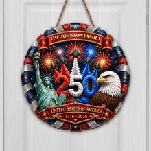 Load image into Gallery viewer, Personalized USA Statue of Liberty Wood Sign Custom Family Gift