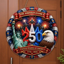 Load image into Gallery viewer, Personalized USA Statue of Liberty Wood Sign Custom Family Gift