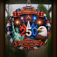 Load image into Gallery viewer, Personalized USA Statue of Liberty Wood Sign Custom Family Gift