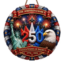 Load image into Gallery viewer, Personalized USA Statue of Liberty Wood Sign Custom Family Gift