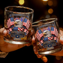 Load image into Gallery viewer, Personalized Custom Whiskey Glass Gift for Dad, USA Flag Design, 8oz or 11oz