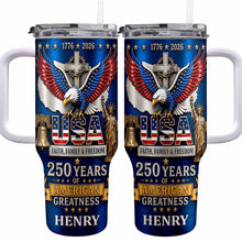 Load image into Gallery viewer, Personalized 40oz Tumbler USA Flag Eagle Custom Name Gift for Dad
