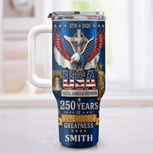 Load image into Gallery viewer, Personalized 40oz Tumbler USA Flag Eagle Custom Name Gift for Dad