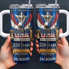Load image into Gallery viewer, Personalized 40oz Tumbler USA Flag Eagle Custom Name Gift for Dad