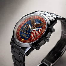Load image into Gallery viewer, Personalized Men's Watch Custom Name Eagle Flag Gift for Dad