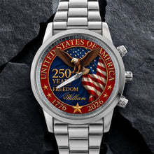 Load image into Gallery viewer, Personalized Men's Watch Custom Name Eagle Flag Gift for Dad