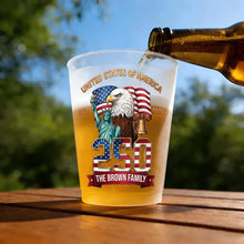 Load image into Gallery viewer, Personalized Frosted Cups Custom Family Name USA Eagle Gift