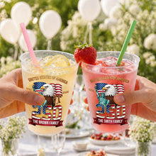 Load image into Gallery viewer, Personalized Frosted Cups Custom Family Name USA Eagle Gift