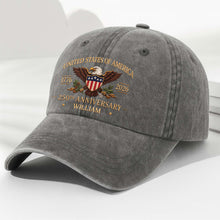 Load image into Gallery viewer, Personalized Washed Denim Cap Custom Name USA Flag Gift for Dad