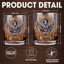 Load image into Gallery viewer, Personalized Whiskey Glass Custom Eagle Shield Gift for Dad