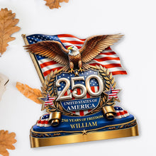 Load image into Gallery viewer, Personalized 2-Layer Wood Plaque American Flag Bald Eagle Gift for Dad