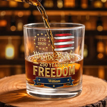 Load image into Gallery viewer, Personalized Whiskey Glass Custom Name American Flag Gift for Dad