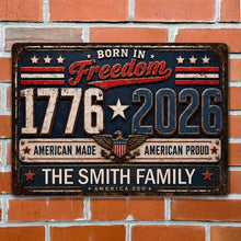 Load image into Gallery viewer, Personalized Metal Sign Custom Name Patriotic Eagle 4th of July Gift