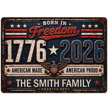 Load image into Gallery viewer, Personalized Metal Sign Custom Name Patriotic Eagle 4th of July Gift