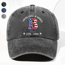 Load image into Gallery viewer, Personalized Denim Cap Custom Name USA Flag Gift for Dad