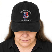 Load image into Gallery viewer, Personalized Denim Cap Custom Name USA Flag Gift for Dad