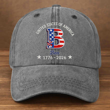 Load image into Gallery viewer, Personalized Denim Cap Custom Name USA Flag Gift for Dad