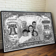 Load image into Gallery viewer, Personalized Custom Horizontal Poster 250 Years Liberty Bell Gift