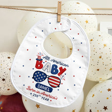 Load image into Gallery viewer, Personalized Cotton Baby Bib Custom Name Gift for July 4th
