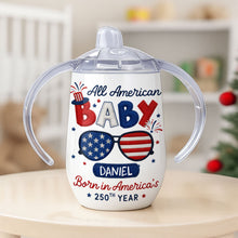 Load image into Gallery viewer, Personalized 10 oz Stainless Steel Sippy Cup for Kids - 4th of July Custom Name Gift