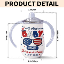 Load image into Gallery viewer, Personalized 10 oz Stainless Steel Sippy Cup for Kids - 4th of July Custom Name Gift