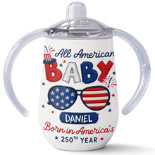 Load image into Gallery viewer, Personalized 10 oz Stainless Steel Sippy Cup for Kids - 4th of July Custom Name Gift