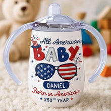 Load image into Gallery viewer, Personalized 10 oz Stainless Steel Sippy Cup for Kids - 4th of July Custom Name Gift