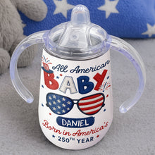 Load image into Gallery viewer, Personalized 10 oz Stainless Steel Sippy Cup for Kids - 4th of July Custom Name Gift