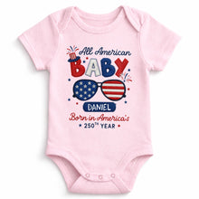 Load image into Gallery viewer, Personalized Baby Onesie Custom Name American Flag Gift
