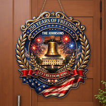 Load image into Gallery viewer, Personalized Liberty Bell Wood Sign Custom Family Name Gift