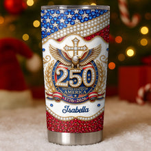 Load image into Gallery viewer, Personalized 20oz Stainless Steel Tumbler with Eagle Cross Design - Custom Gift for Family & Independence Day