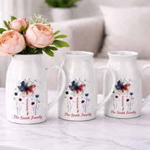 Load image into Gallery viewer, Personalized Ceramic Flower Vase USA Flag Gift for Family