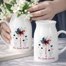 Load image into Gallery viewer, Personalized Ceramic Flower Vase USA Flag Gift for Family