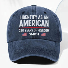 Load image into Gallery viewer, Personalized Washed Denim Cap American Flag Gift for Dad