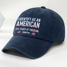Load image into Gallery viewer, Personalized Washed Denim Cap American Flag Gift for Dad
