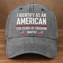 Load image into Gallery viewer, Personalized Washed Denim Cap American Flag Gift for Dad