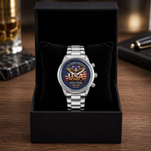 Load image into Gallery viewer, Personalized Men's Watch Custom Name USA Flag Gift for Dad