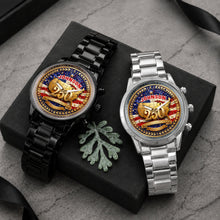 Load image into Gallery viewer, Personalized Black Men's Watch with Custom Name for Dad's Anniversary