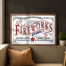 Load image into Gallery viewer, Personalized Family Fireworks Horizontal Poster Custom Name Gift