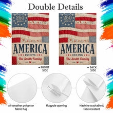 Load image into Gallery viewer, Personalized American Flag Garden Banner Custom Family Name for 4th of July