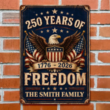 Load image into Gallery viewer, Personalized Metal Sign American Flag Custom Family Name Gift