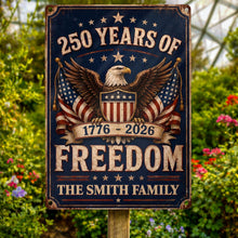 Load image into Gallery viewer, Personalized Metal Sign American Flag Custom Family Name Gift