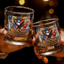 Load image into Gallery viewer, Personalized Custom Whiskey Glass Patriotic Eagle Gift for Dad